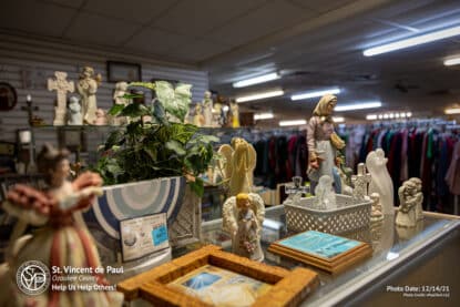 Religious items for sale at SVDP Ozaukee County in Port Washington, WI.