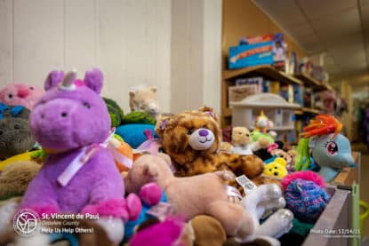 Used plush animals in the Toy department of SVDP Ozaukee County in Port Washington, WI.