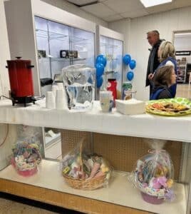 Cookies and raffle baskets at the Customer Appreciation event in 2024.