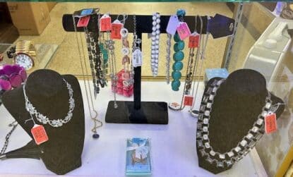 Mother's Day sale jewelry display.