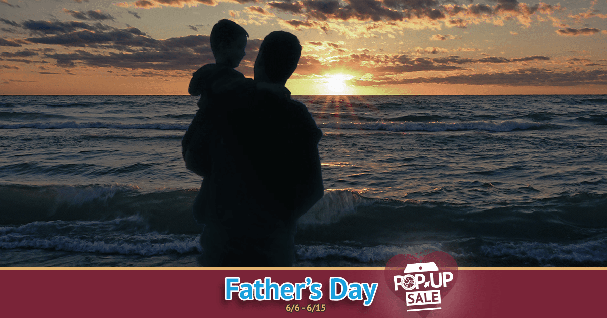 Father and son on lake Michigan for Father's Day 2024.