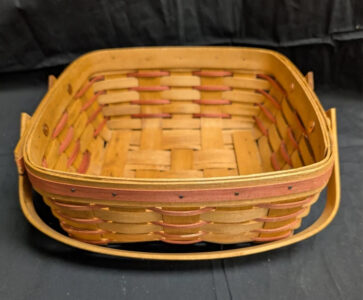 striped longaberger basket with handle