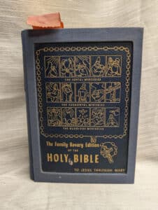 The Family Rosary Edition Of The Holy BIBLE , Vintage Bible 1950s hard cover