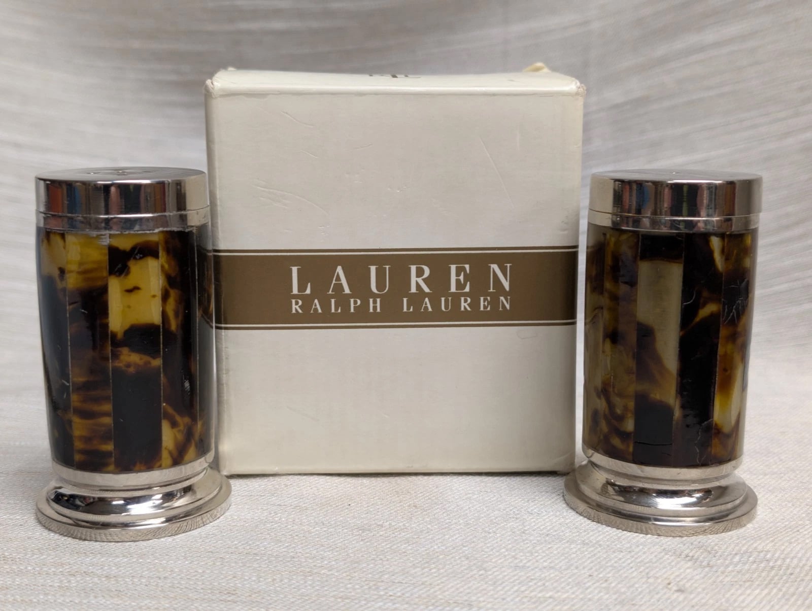 Ralph Lauren Wentworth Faux Tortoise Shell Salt and Pepper Shakers