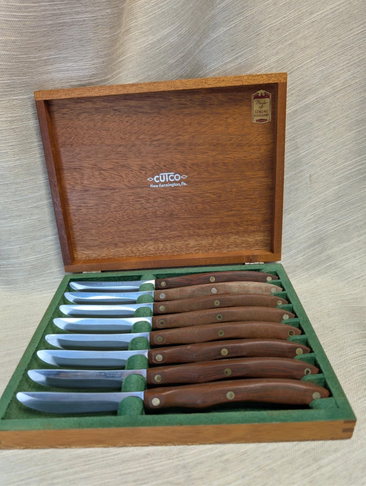 Vintage No. 47 Cutco Straight Edge Knives in Wooden Case Set of 8